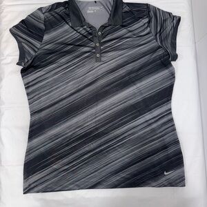 Nike Golf Dri-Fit Collared Women's Black and Gray Button Down Shirt